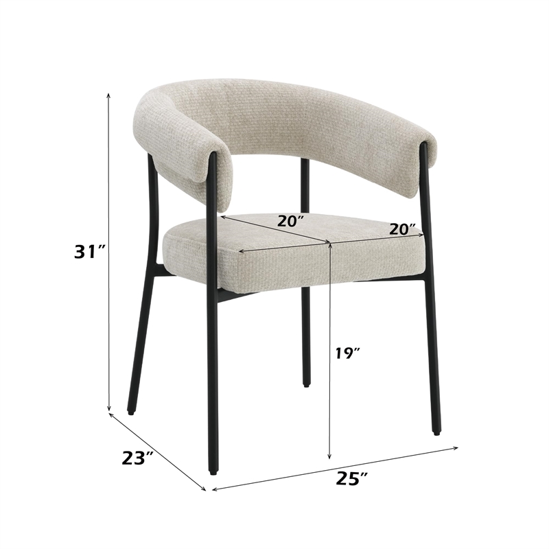 ACME Jirina Arm Chair (Set-2) in Beige Chenille & Black