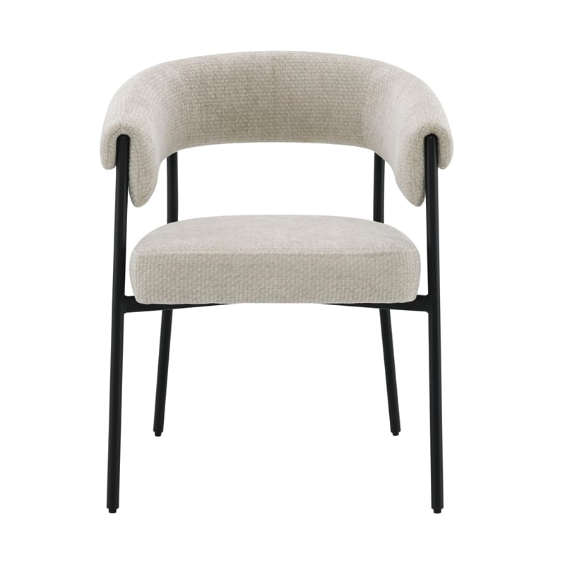 ACME Jirina Arm Chair (Set-2) in Beige Chenille & Black