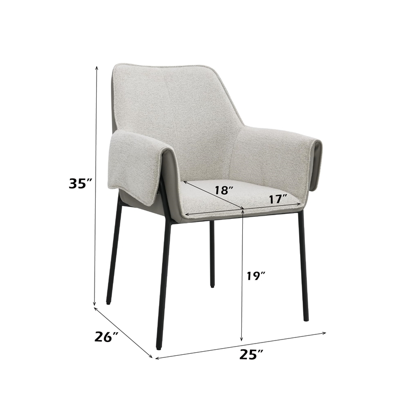 ACME Jirina Arm Chair (Set-2) in Beige Chenille