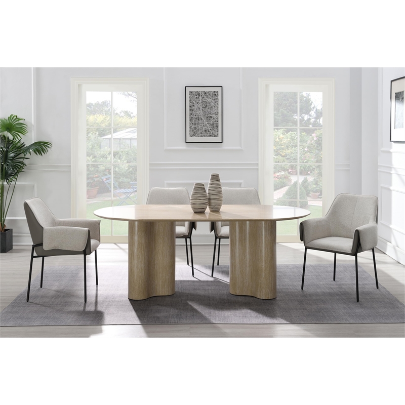 ACME Jirina Arm Chair (Set-2) in Beige Chenille