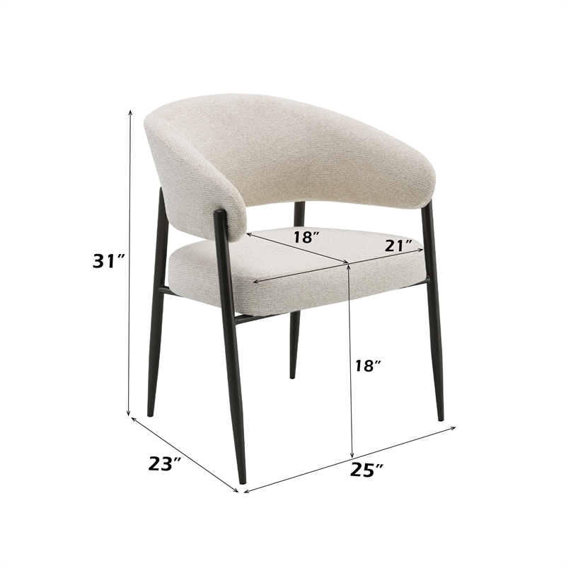 ACME Jirina Arm Chair (Set-2) in Beige Chenille & Black