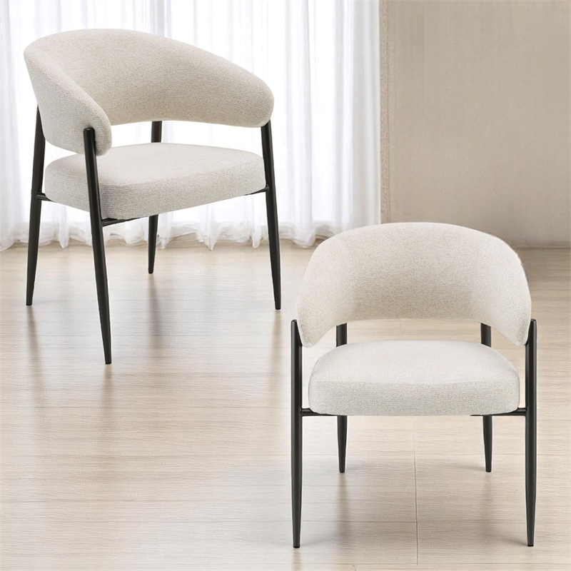 ACME Jirina Arm Chair (Set-2) in Beige Chenille & Black