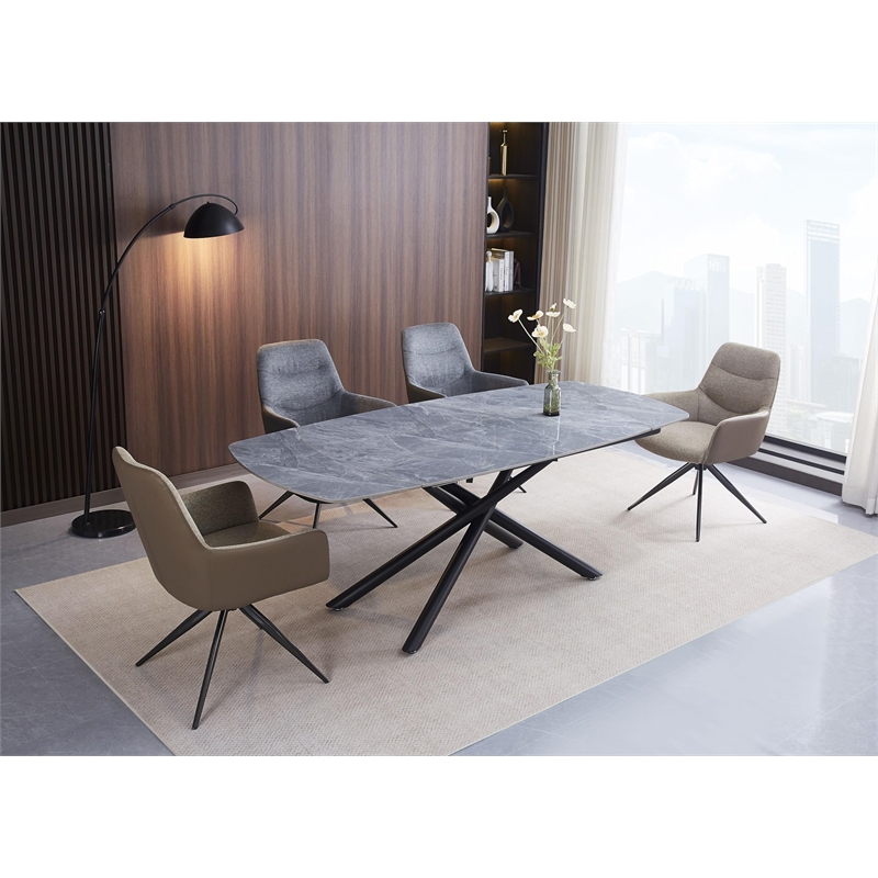 ACME Hester Arm Chair (Set-2) in Gray Fabric