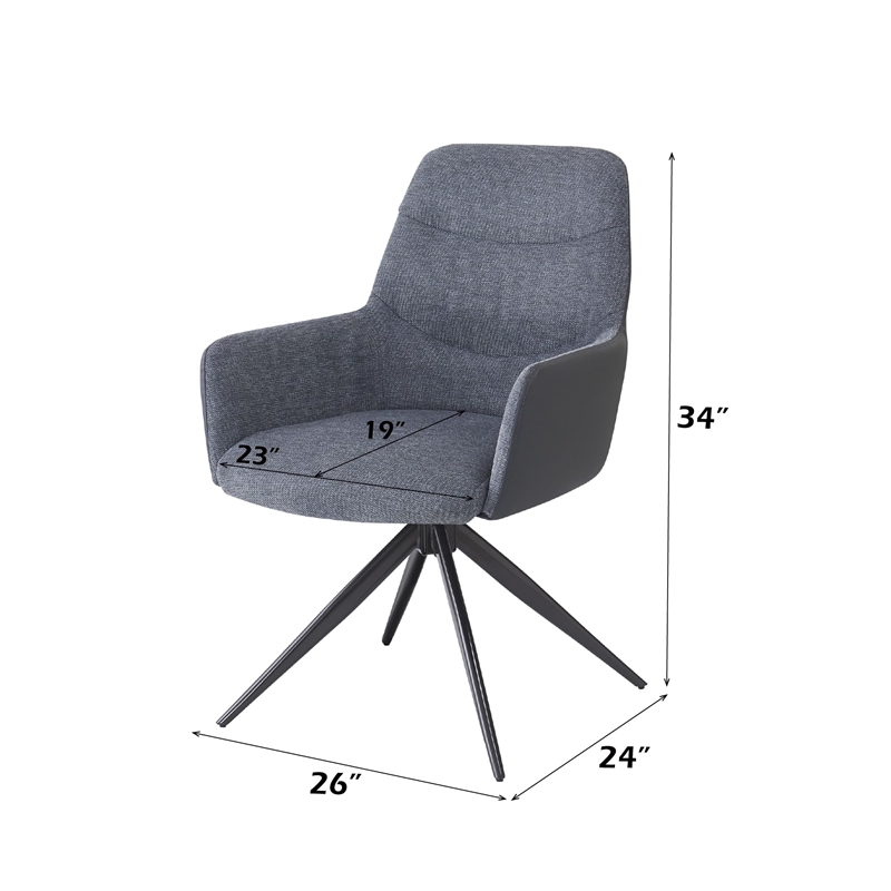 ACME Hester Arm Chair (Set-2) in Gray Fabric