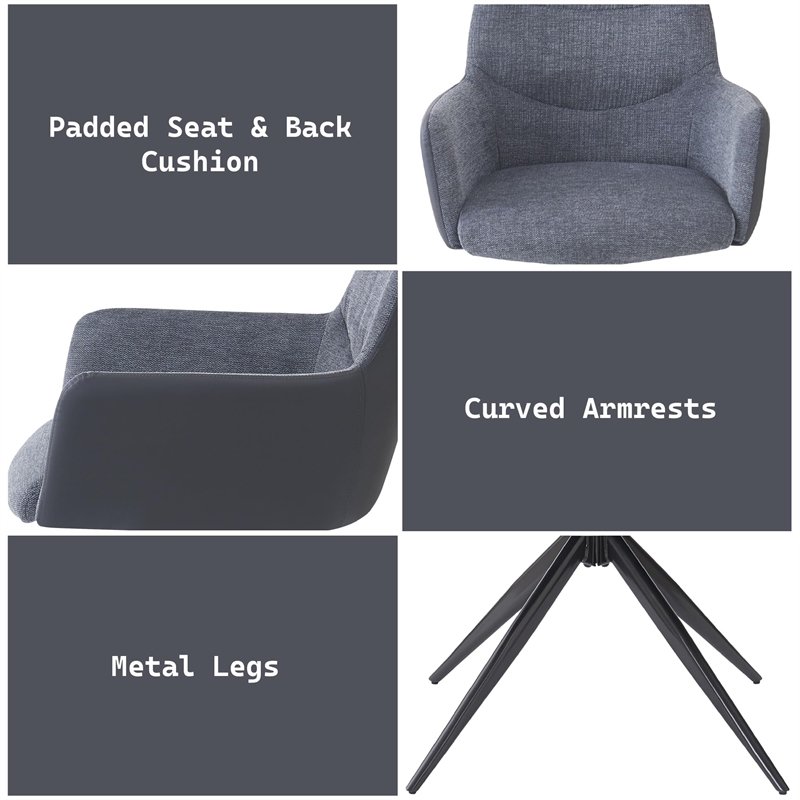 ACME Hester Arm Chair (Set-2) in Gray Fabric