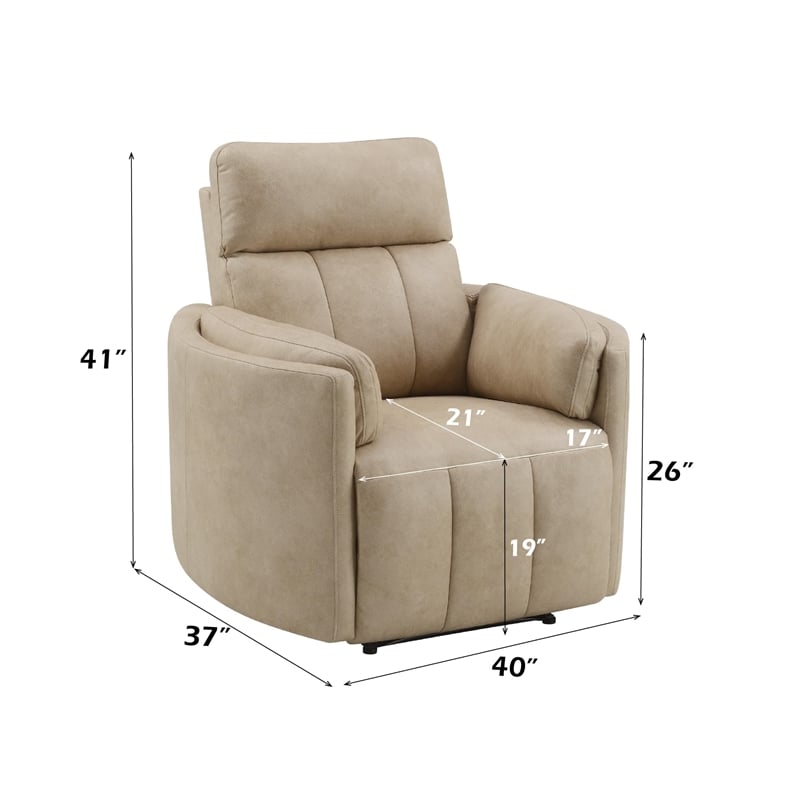 ACME Elison Motion Glider Recliner w/Swivel in Dark Beige Polish Microfiber