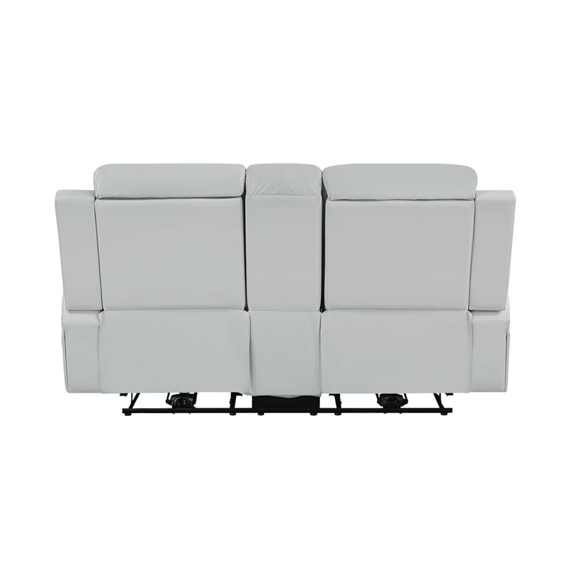 ACME Elonzo Power Motion Loveseat in Light Gray Synthetic Leather
