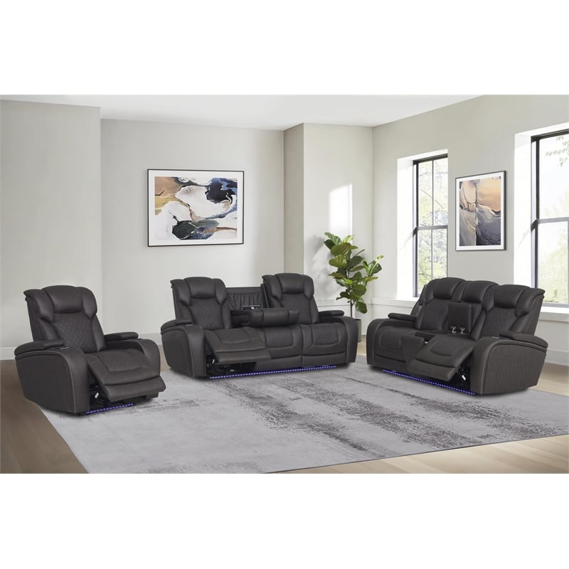 ACME Wendell Power Motion Loveseat in Dark Gray Microfiber