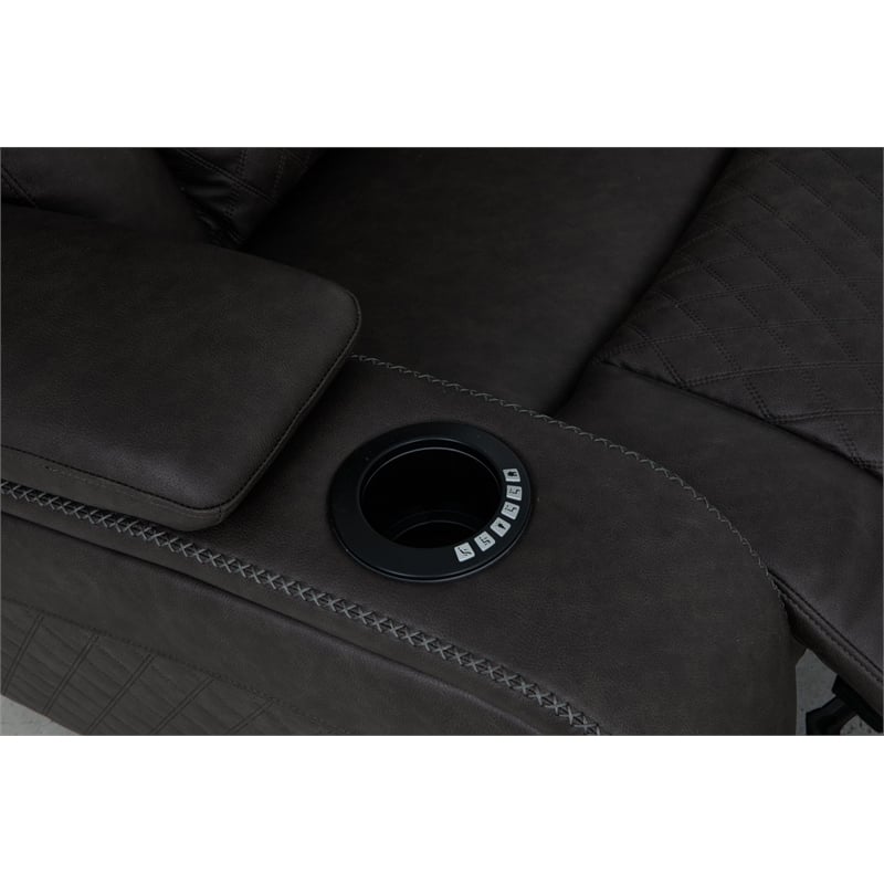 ACME Wendell Power Motion Loveseat in Dark Gray Microfiber