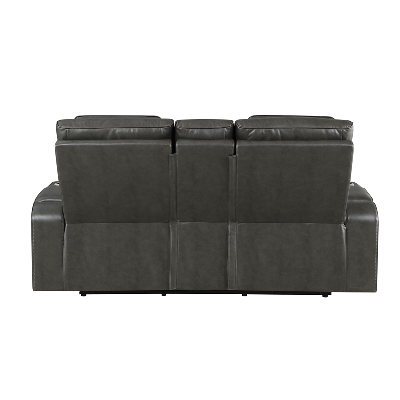ACME Taddeo Power Motion Loveseat in Dark Gray Synthetic Leather