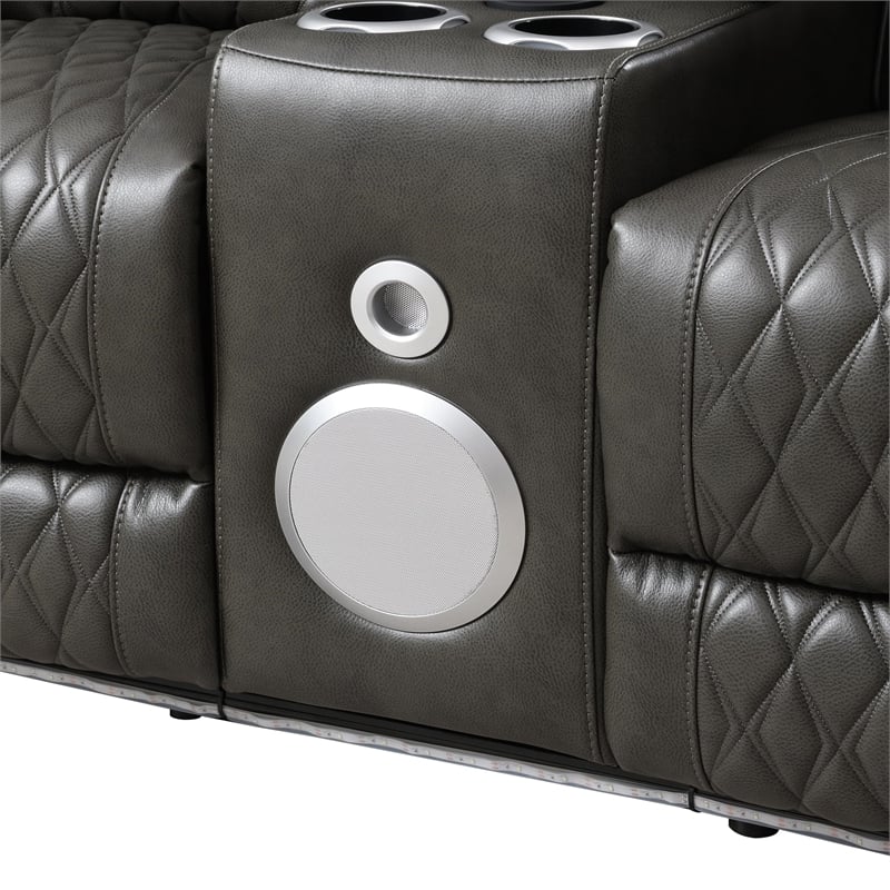 ACME Taddeo Power Motion Loveseat in Dark Gray Synthetic Leather