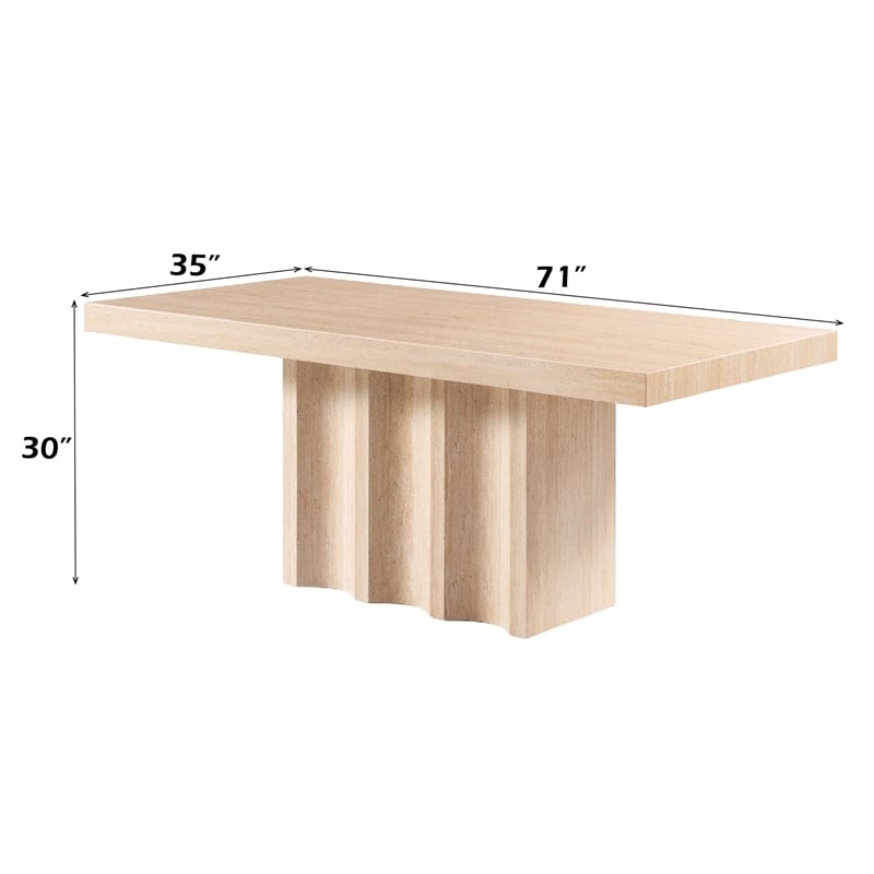 ACME Inca Dining Table in Travertine Stone