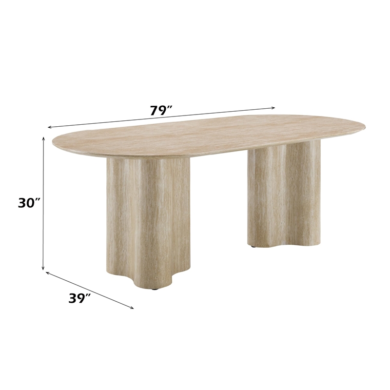 ACME Jirina Dining Table in Travertine Pattern