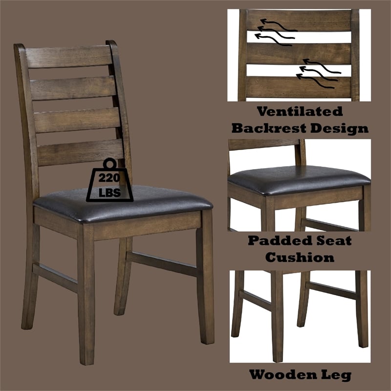 ACME Damica Side Chair (Set-2) in Brown Synthetic Leather & Walnut