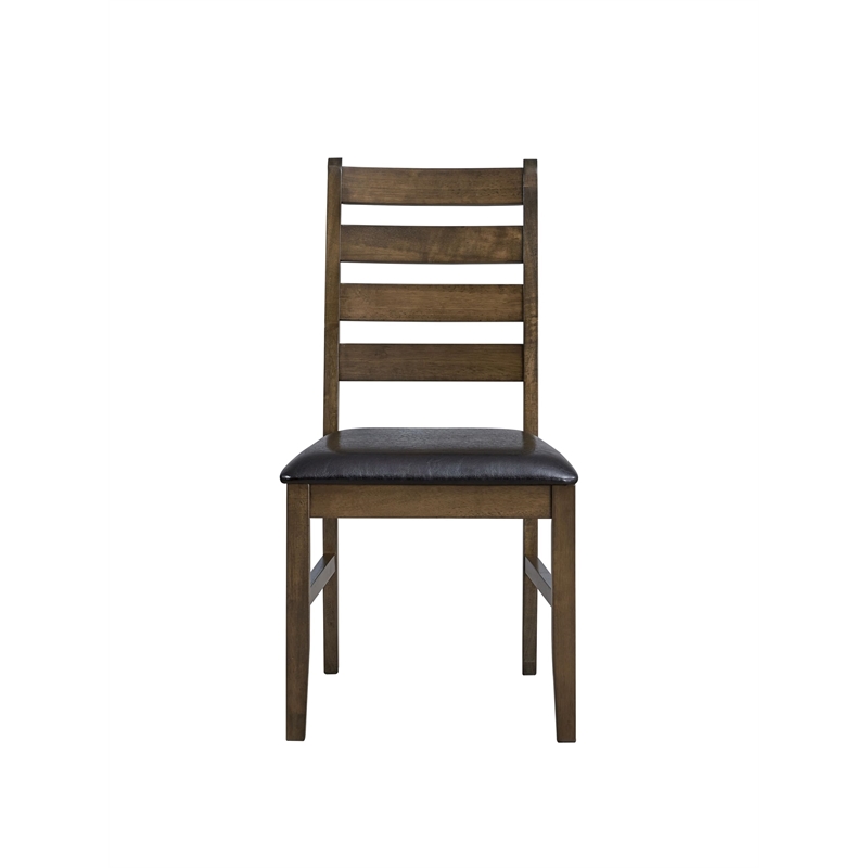 ACME Damica Side Chair (Set-2) in Brown Synthetic Leather & Walnut