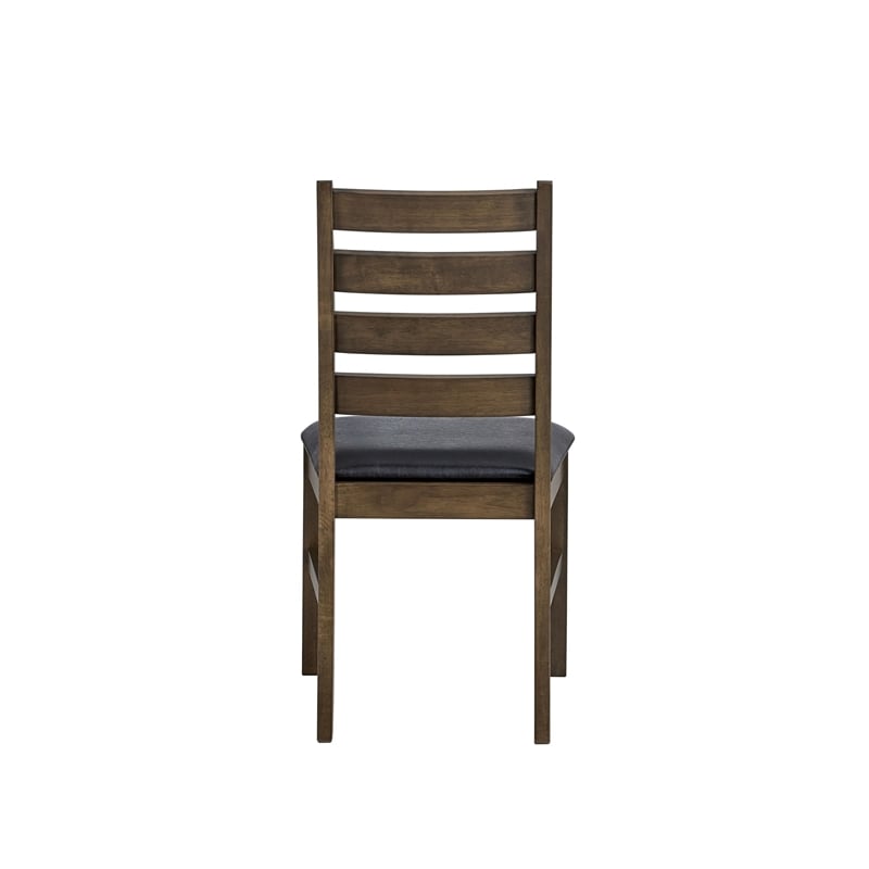 ACME Damica Side Chair (Set-2) in Brown Synthetic Leather & Walnut