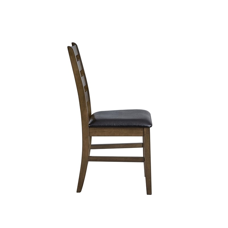 ACME Damica Side Chair (Set-2) in Brown Synthetic Leather & Walnut