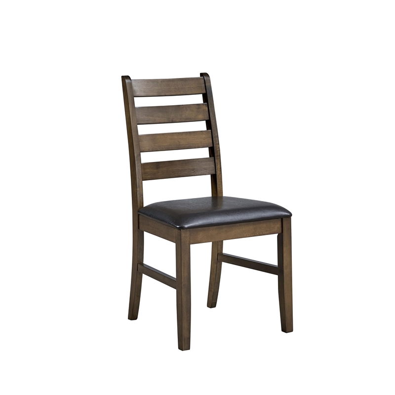 ACME Damica Side Chair (Set-2) in Brown Synthetic Leather & Walnut