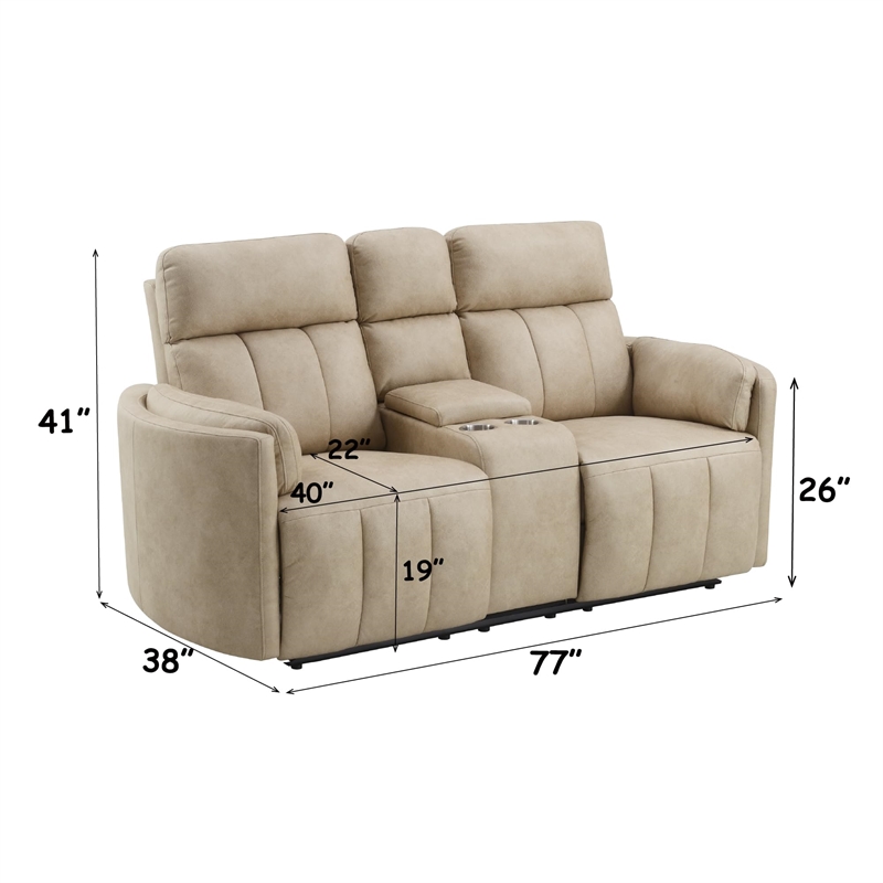ACME Elison Motion Loveseat w/Console in Dark Beige Polish Microfiber