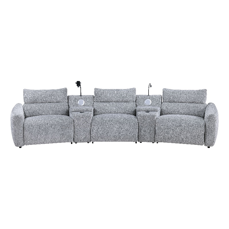 ACME Fullar Modular Console w/Speaker & Cup Holder in Light Gary Chenille