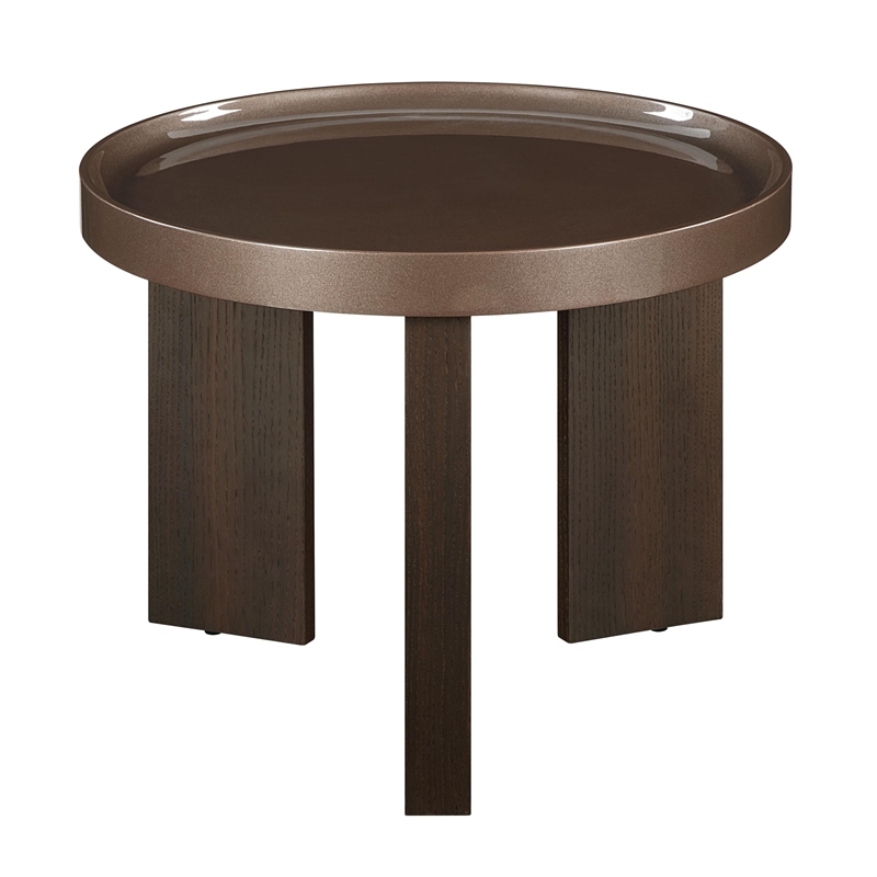 ACME Lakita End Table in Blackish Green/ Dark Blond High Gloss & Smoked Oak