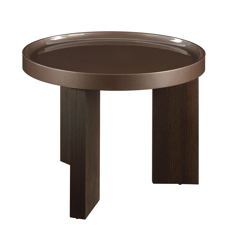 ACME Lakita End Table in Blackish Green/ Dark Blond High Gloss & Smoked Oak