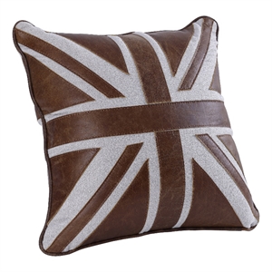 ACME Brancaster Accent Cushion (Set-2) in Brown Leather & Linen