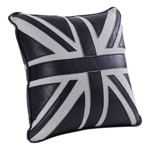 ACME Brancaster Accent Cushion (Set-2) in Black Leather & Linen
