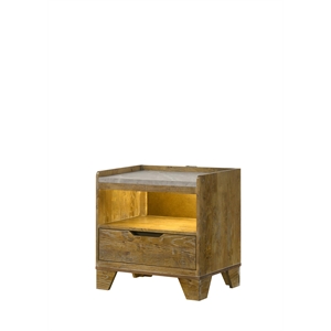 ACME Garcia Nightstand w/LED in Light Aspen Brown