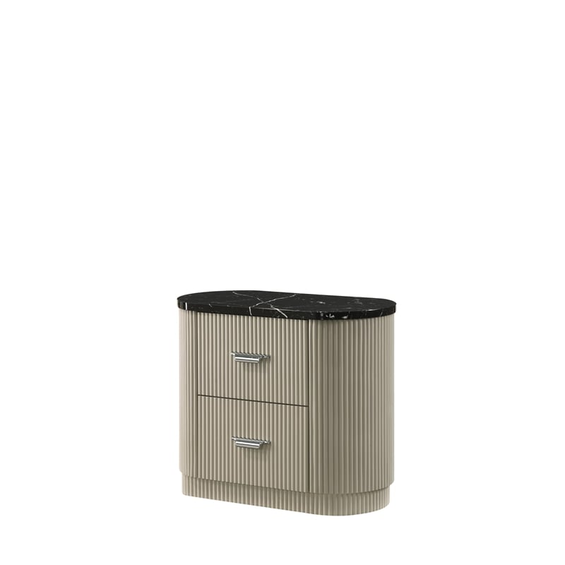 ACME Travonte Nightstand in Gray Linen & Beige