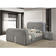 ACME Shelyn Nightstand in Gray Teddy Sherpa & Chrome