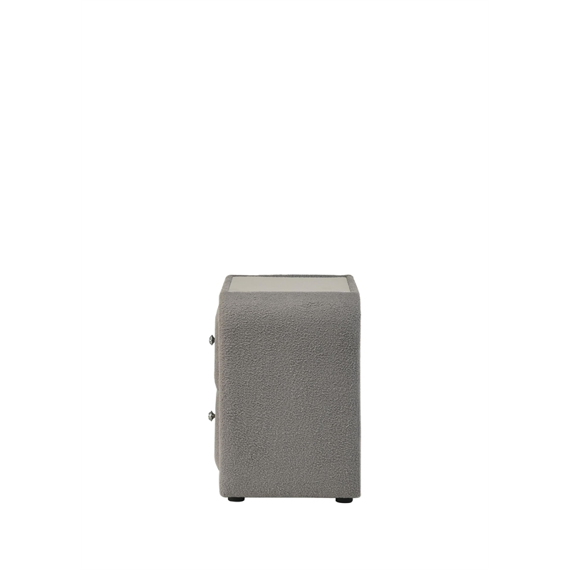 ACME Shelyn Nightstand in Gray Teddy Sherpa & Chrome