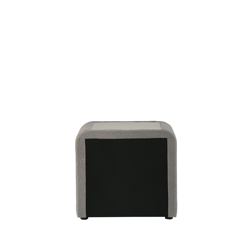 ACME Shelyn Nightstand in Gray Teddy Sherpa & Chrome