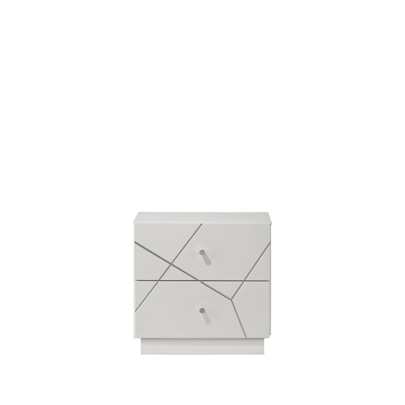 ACME Esther Nightstand in White & Silver High Gloss