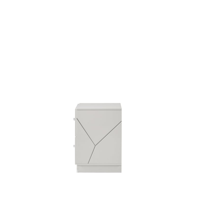 ACME Esther Nightstand in White & Silver High Gloss