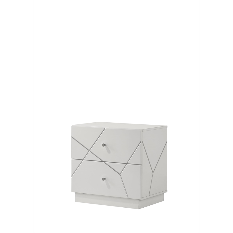 ACME Esther Nightstand in White & Silver High Gloss