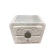 ACME Shelyn Nightstand in White Teddy Sherpa & Chrome
