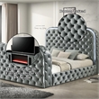 ACME Kana Eastern King Bed w/Fireplace in Gray Upholstery Velvet