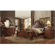 ACME Dresden Queen Bed in Synthetic Leather & Cherry Oak