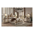 ACME Picardy CK Bed in Butterscotch Synthetic Leather & Antique Pearl