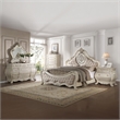ACME Ragenardus Eastern King Bed in Beige Linen & Antique White