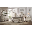 ACME Ragenardus Eastern King Bed in Beige Linen & Antique White
