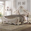 ACME Ragenardus Eastern King Bed in Beige Linen & Antique White