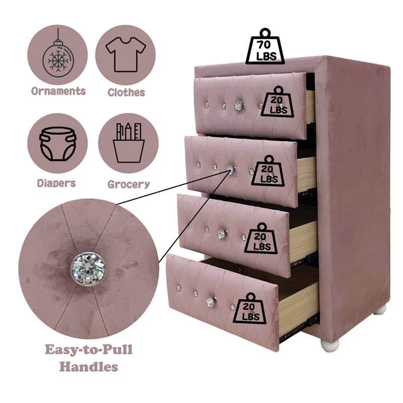 ACME Reggie Chest in Pink Fabric