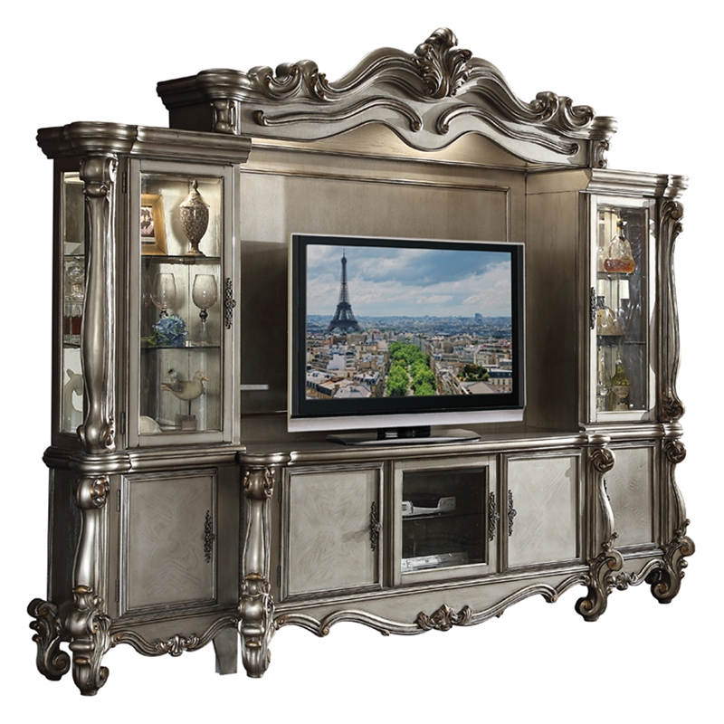 ACME Versailles Entertainment Center in Antique Platinum