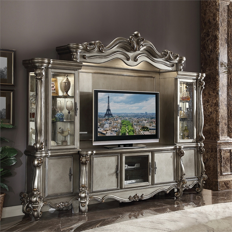 ACME Versailles Entertainment Center in Antique Platinum