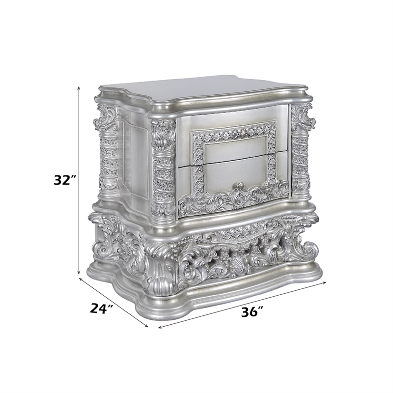 ACME Valkyrie Nightstand in Antique Platinum