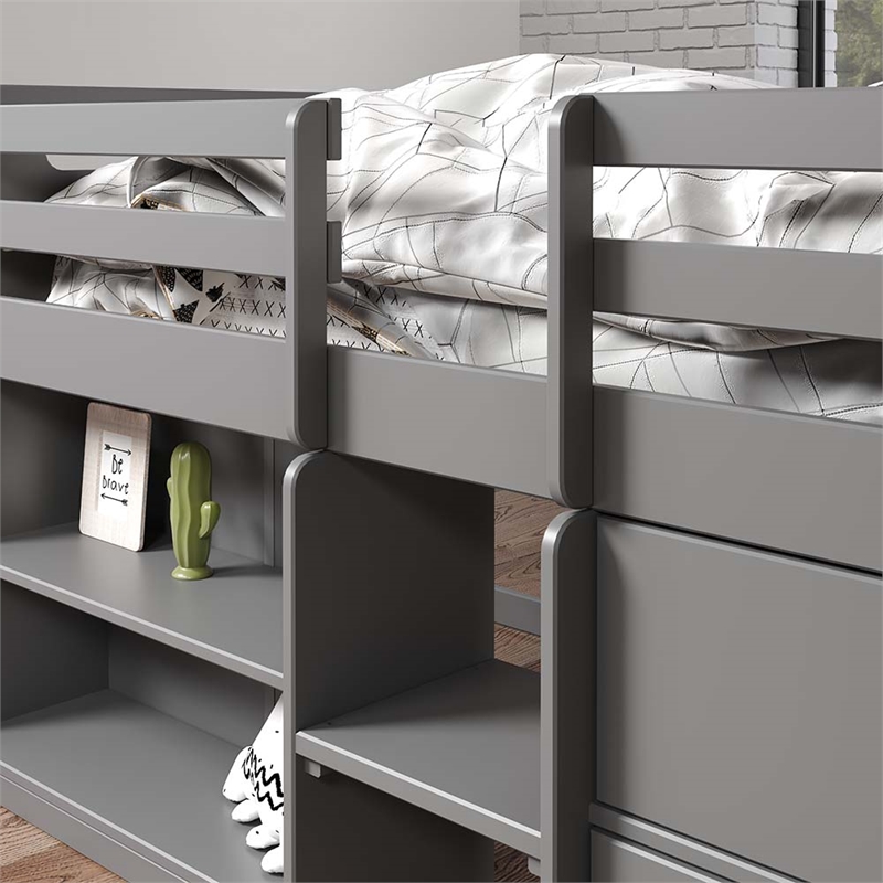 ACME Fabiana Twin Loft Bed w/Storage in Gray