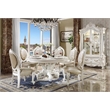 ACME Versailles  Round Dining Table in Synthetic Leather & Bone White