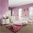 ACME Dorothy Full Bed (Padded Sleigh) in Pearl White Synthetic Leather & Ivory